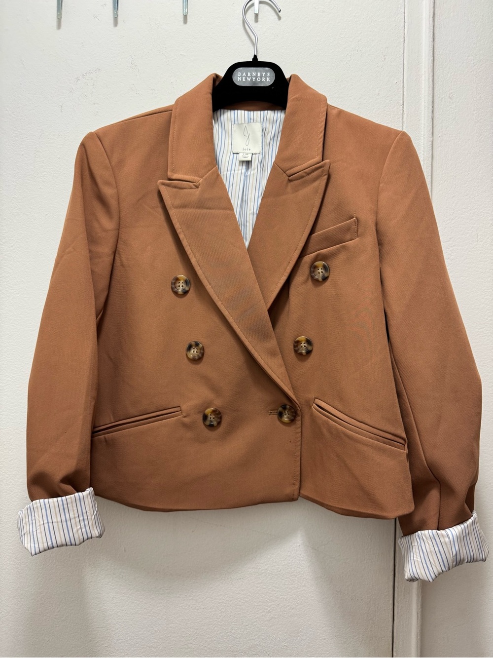 Joie Double-Breasted Women's Blazer Jacket - Camel Brown Taupe